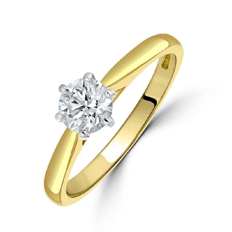 0.62ct Round Brilliant Cut Diamond Solitaire 18ct Yellow Gold Ring