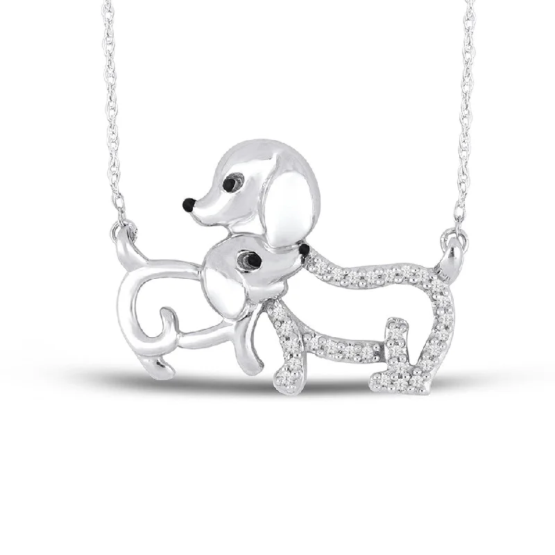 Crystal weave necklaces-1/10ct TDW Diamond Mom and Child Necklace in Sterling Siver by De Couer