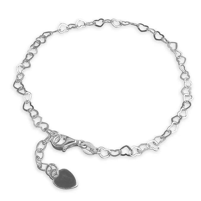 Sterling Silver Open Hearts Bracelet