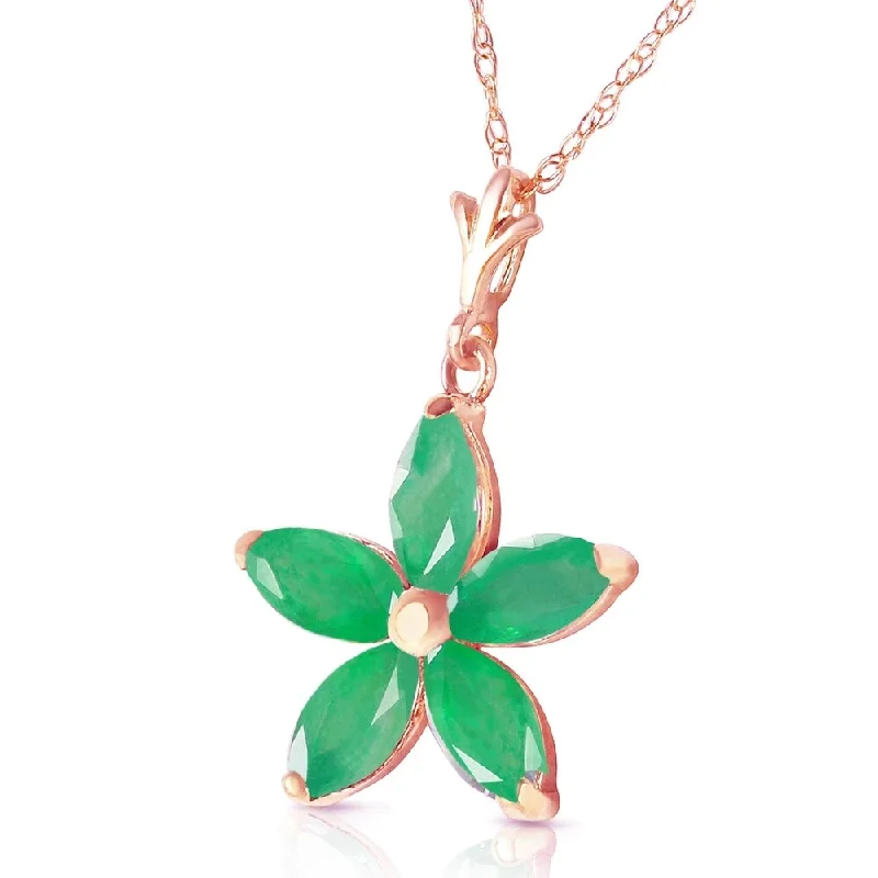 Freshwater pearl necklaces-14K Solid Rose Gold Necklace with Natural Emeralds