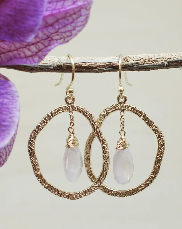 Sleek hoop earrings-Rose Quartz Earrings ~18k Gold Plated~ ME021