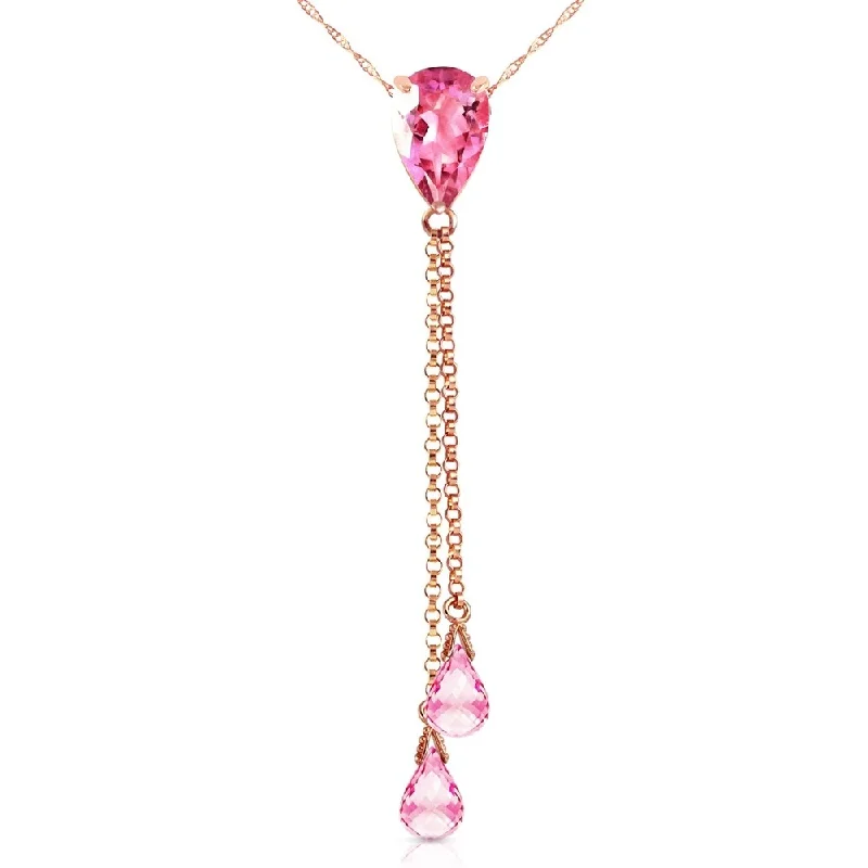 Galaxy charm necklaces-14K Rose Gold Necklace w/ Pink Topaz