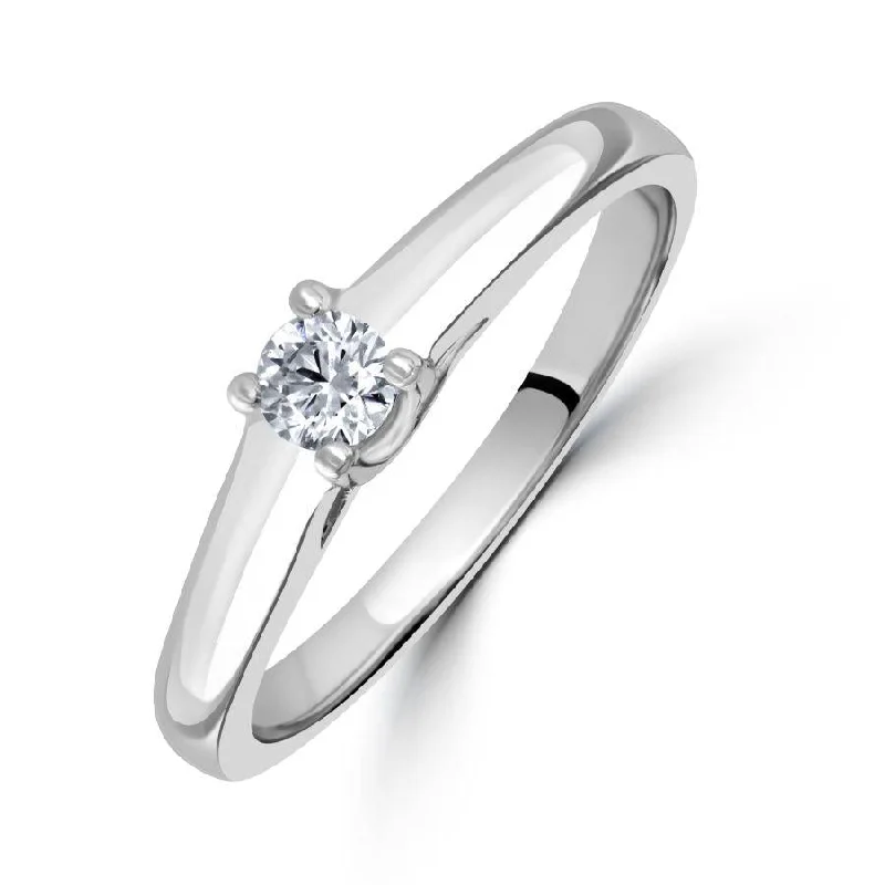 0.15ct Round Brilliant Cut Diamond Solitaire 18ct White Gold Ring