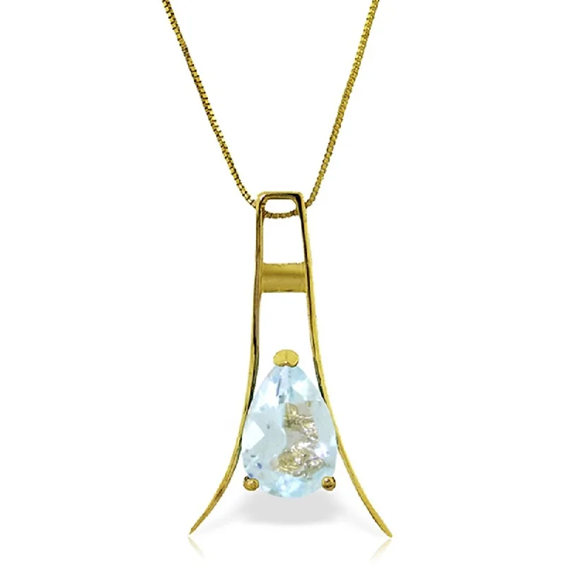 Vibrant enamel necklaces-1.5 Carat 14K Gold Walking in Rain Aquamarine Necklace