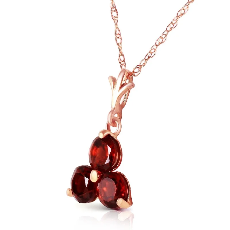 Zodiac charm necklaces-14K Solid Rose Gold Necklace with Natural Garnets