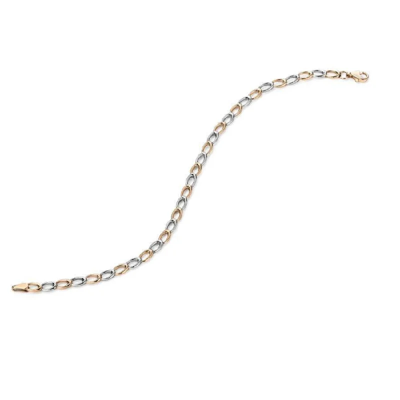 9ct yellow and white gold Opn Link 19cm Brac