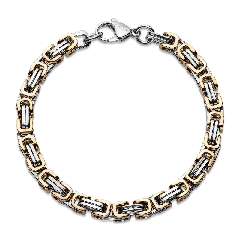 Unique & Co Gold Steel Byzantine Chain Bracelet