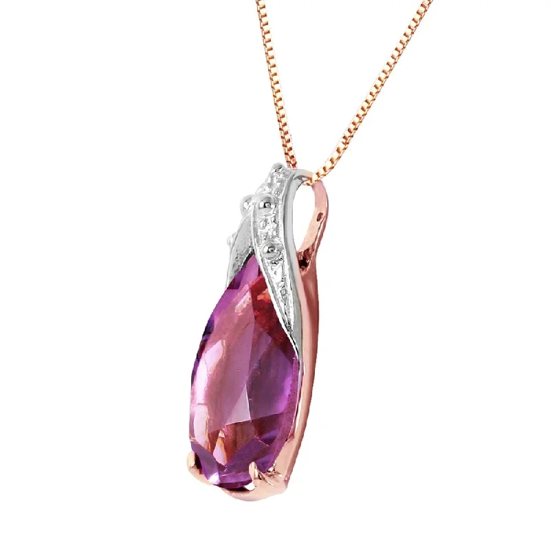 Flat knot necklaces-5 Carat 14K Solid Rose Gold Deep Ocean Amethyst Necklace