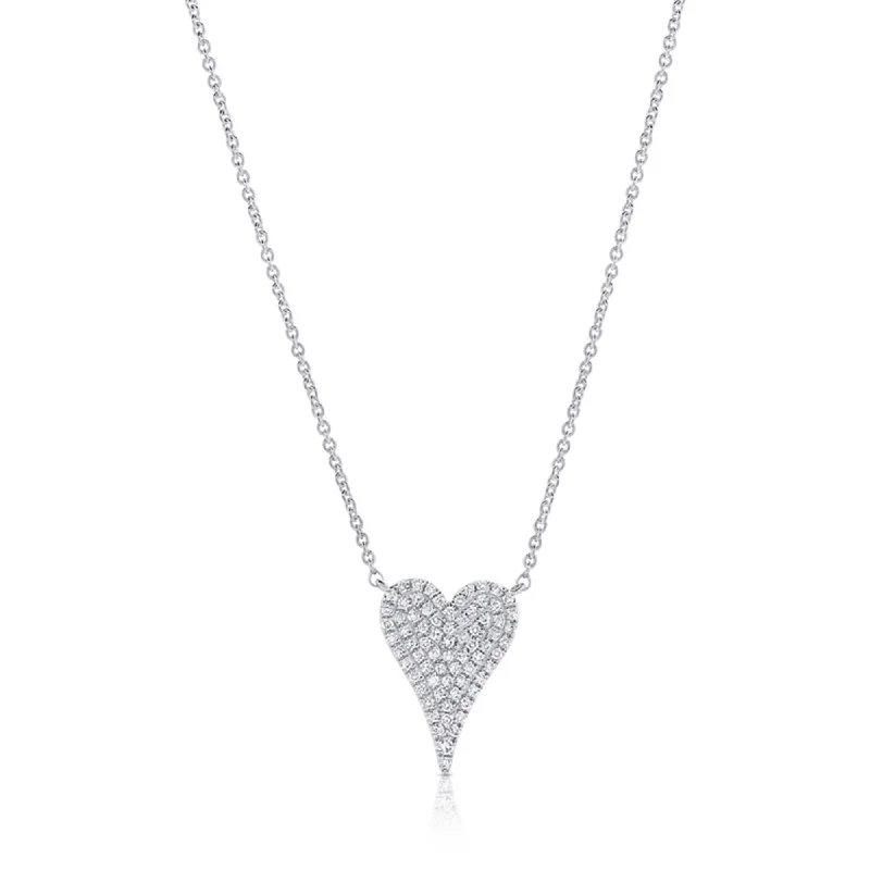 Cedar wood necklaces-Joelle Diamond Pave Heart Pendant 1/10 Cttw. - Heart Necklace 14K White Gold