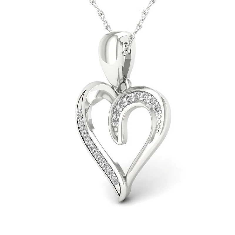 Tiered link necklaces-De Couer 10K White Gold 1/20ct TDW Diamond Necklace