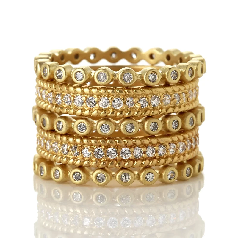 Curved band rings-Curved band rings-Signature Pavé 5-Stack Ring