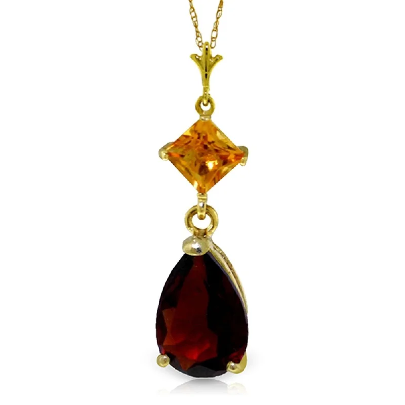 Retro charm necklaces-2 Carat 14K Gold Necklace Citrine Garnet