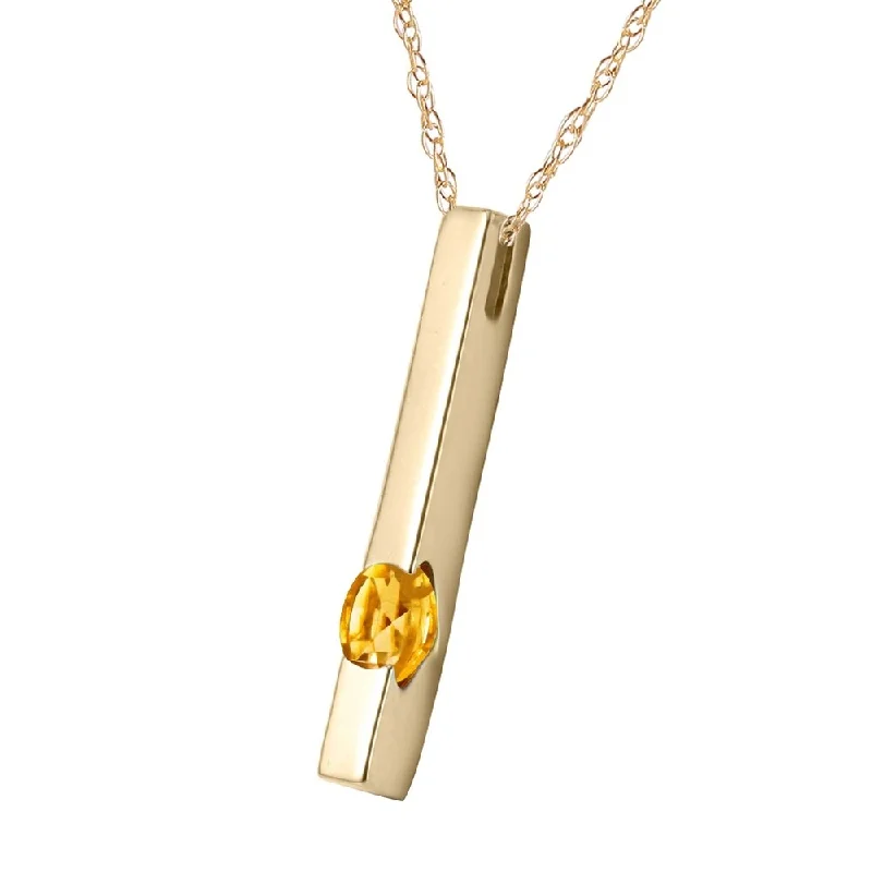 Polished gold necklaces-0.25 Carat 14K Solid Gold Necklace Natural Citrine