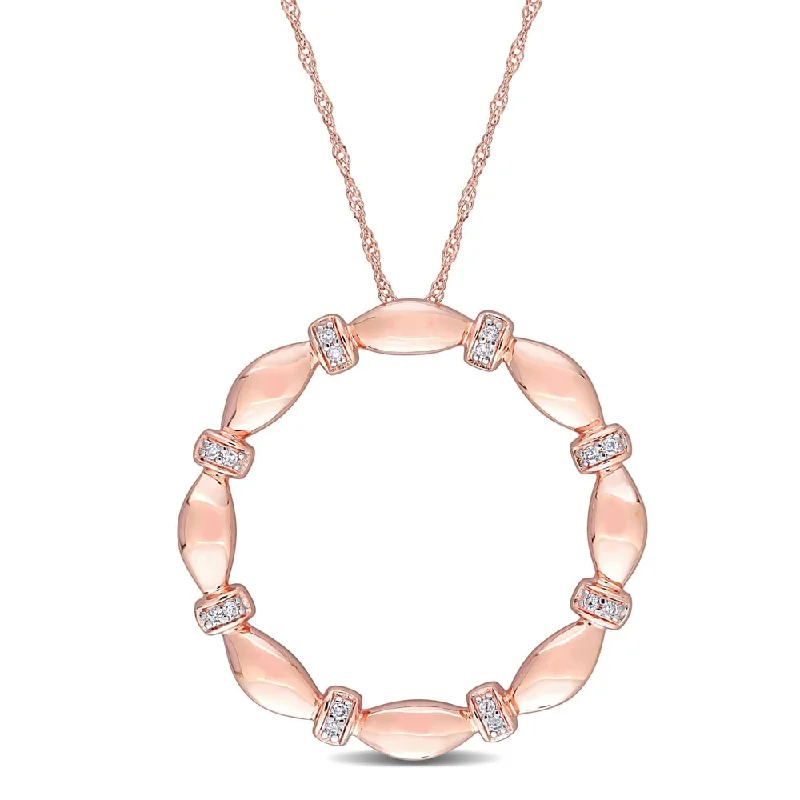 Trio birthstone necklaces-Miadora 10k Rose Gold 1/10ct TDW Diamond Quilted Circle of Life Necklace