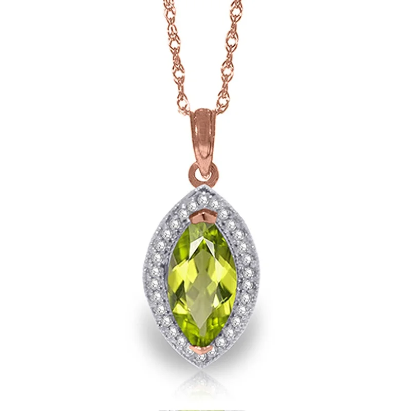 Woven cord necklaces-2.15 Carat 14K Solid Gold Hayworth Peridot Diamond Gemstone Necklace