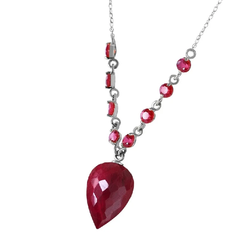 Layered chain necklaces-14 Carat 14K Solid White Gold Dreamy Pleasure Ruby Necklace