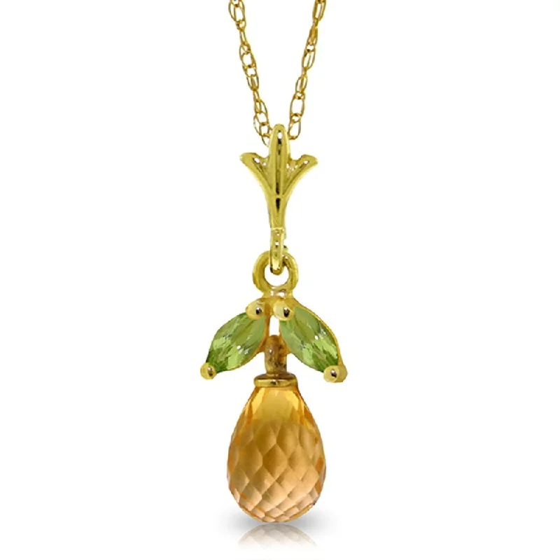 Polished bead necklaces-1.7 Carat 14K Gold Acceptance Citrine Peridot Necklace