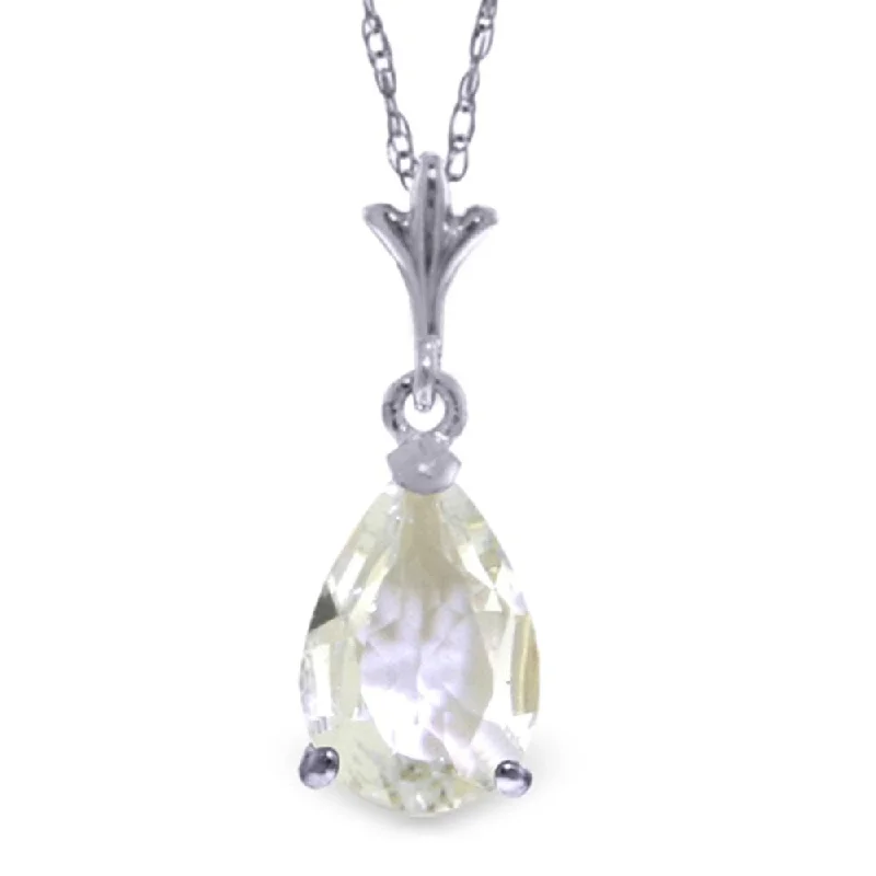 High pendant necklaces-1.5 Carat 14K White Gold Snow Dustings White Topaz Necklace