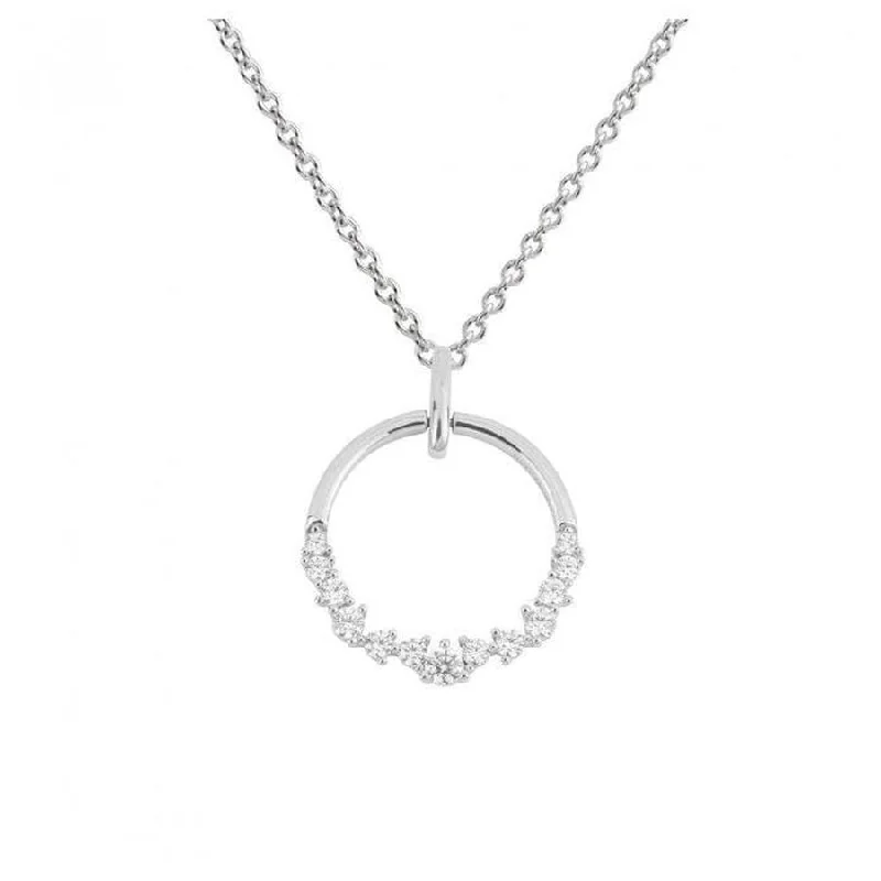 Silver Cubic Zirconia Set Open Circle Pendant