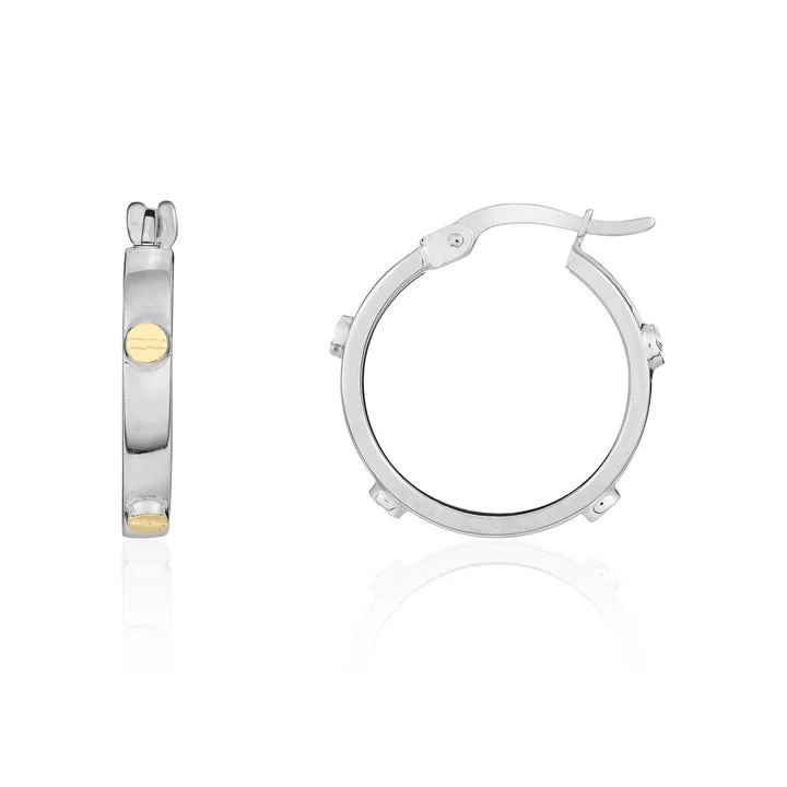 9ct white gold Hoop with 7 Yellow gold Screws