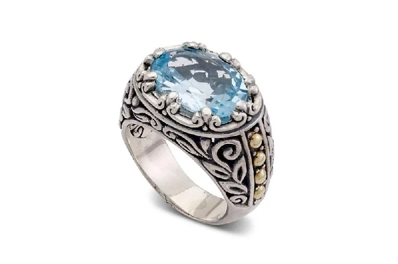 Glittering crystal rings-Glittering crystal rings-Sayan Ring- Blue Topaz