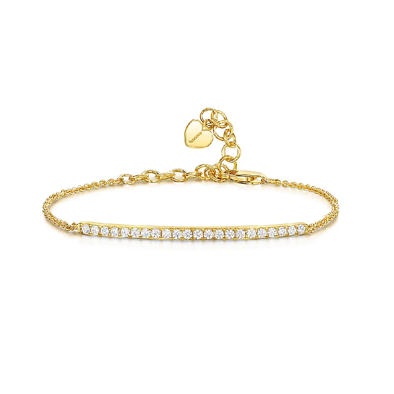 Jools Gold Vermeil Cubic Zirconia Chain Panel Bracelet