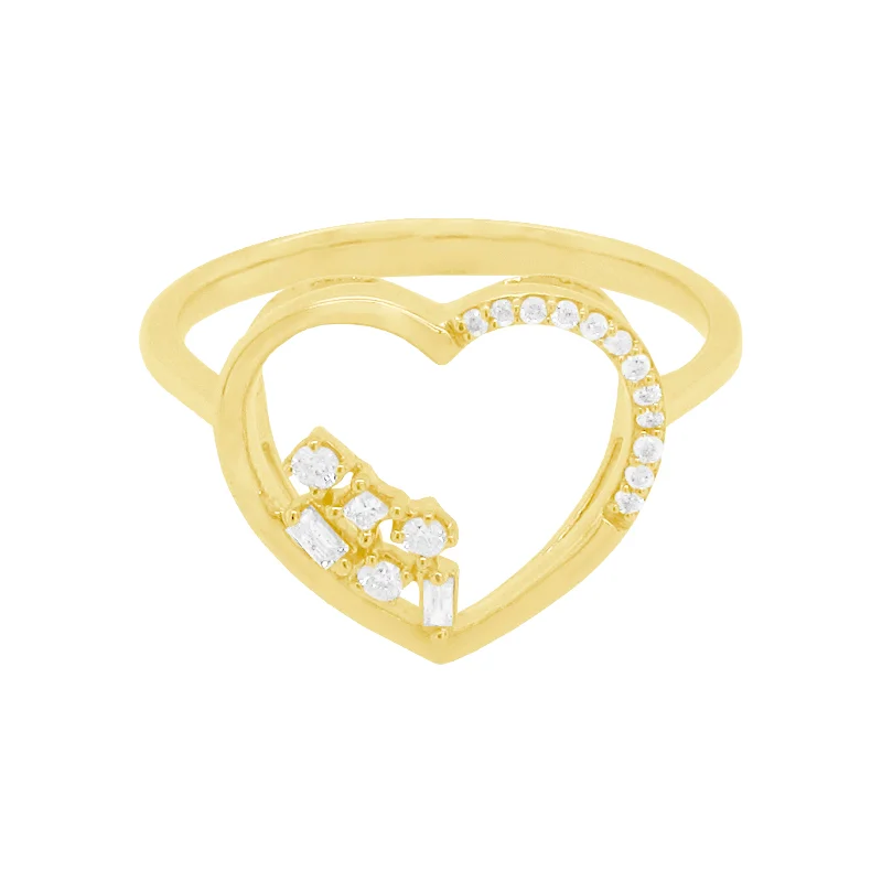 Tiny wing rings-Tiny wing rings-14K GOLD DIAMOND RILEY HEART RING