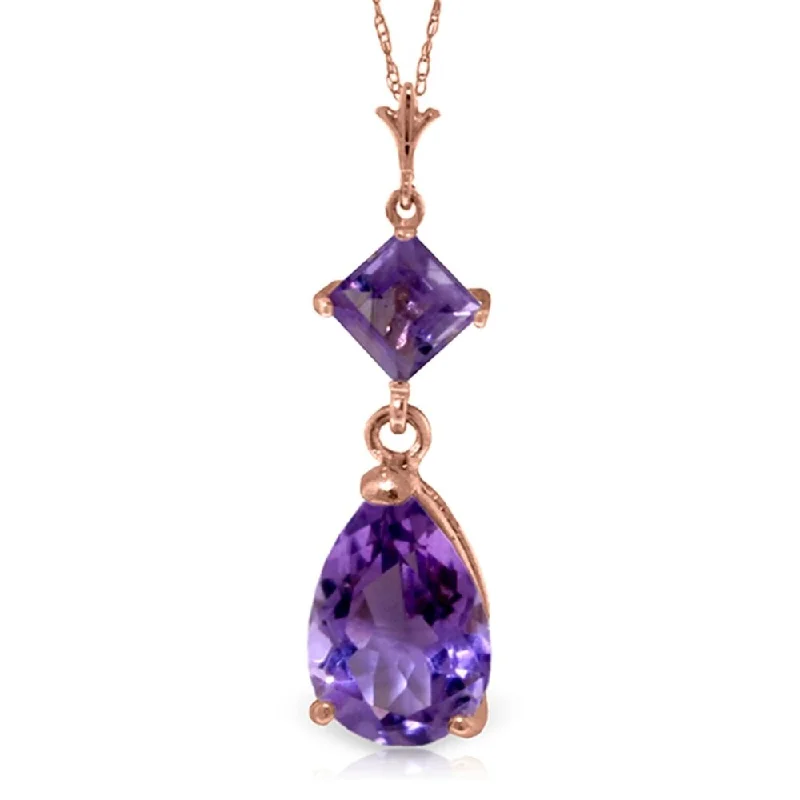 Vine braid necklaces-2 Carat 14K Rose Gold Laughter Amethyst Necklace