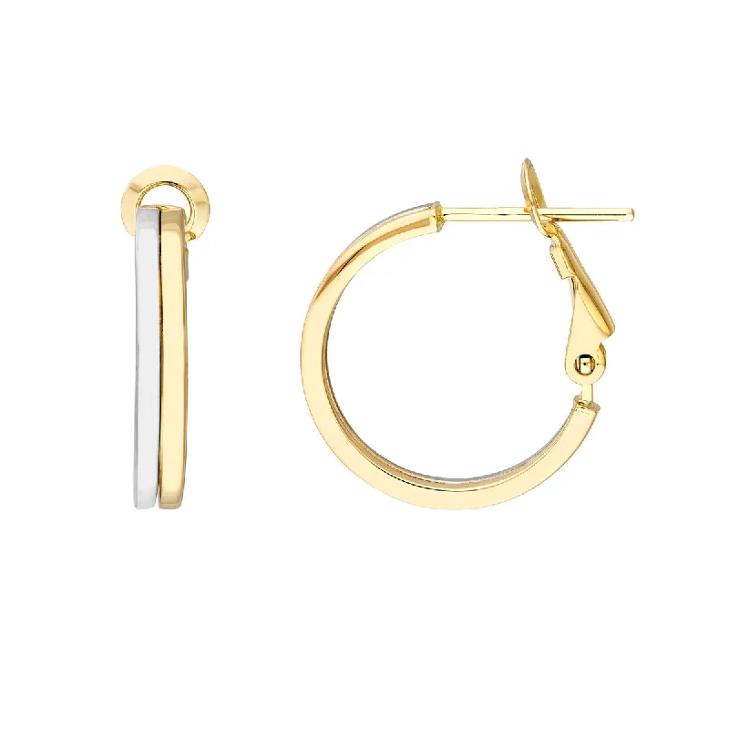 Sleek gem earrings-Small Two-Tone Hoop Earrings