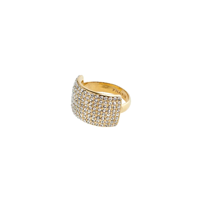 Coiled cord rings-Coiled cord rings-ASPEN crystal ring gold-plated