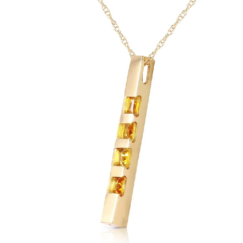 Radiant pearl necklaces-0.35 CTW 14K Solid Gold Necklace Bar Natural Citrine