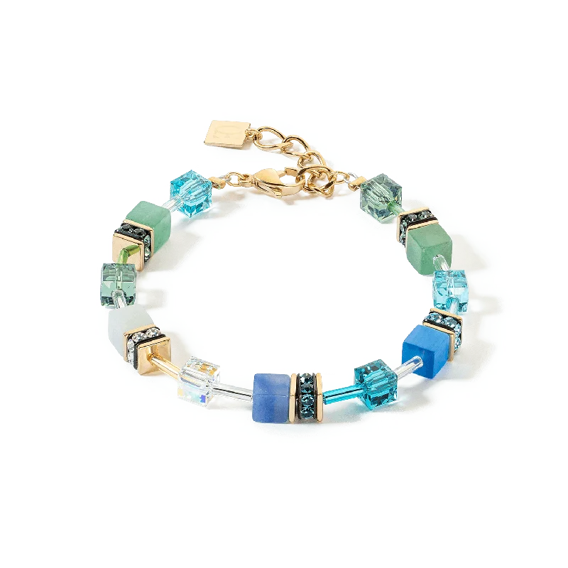 Coeur De Lion GeoCUBE® Iconic Gold Green-Turquoise Bracelet