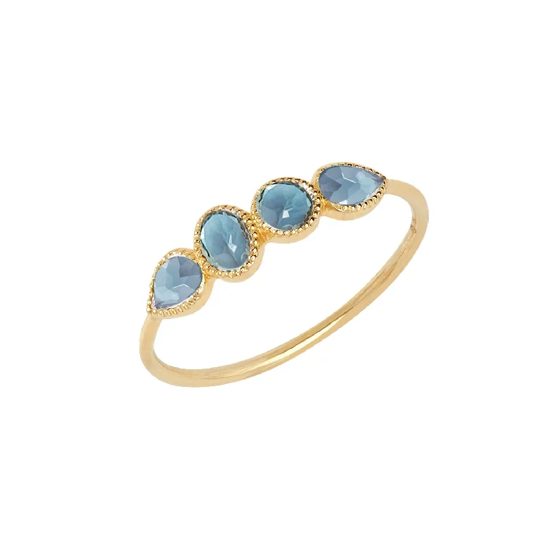 Bent shank rings-Bent shank rings-Mosaik Gold Ring 18k Gold - Topaz London Blue