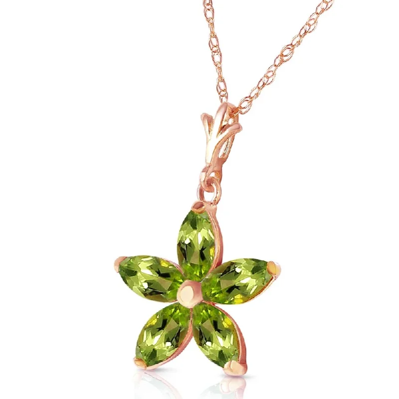 Matte gloss necklaces-14K Solid Rose Gold Necklace with Natural Peridots