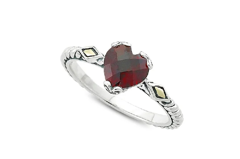 Smooth gem rings-Smooth gem rings-Glow Heart Ring- Garnet