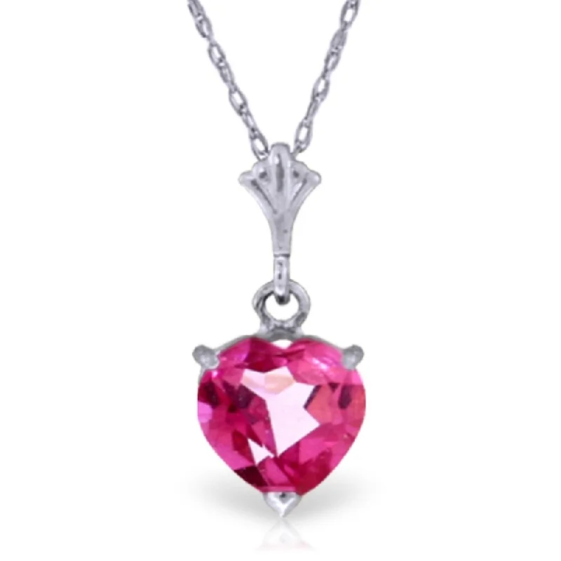 Joy charm necklaces-1.15 Carat 14K White Gold Complelling Pink Topaz Necklace