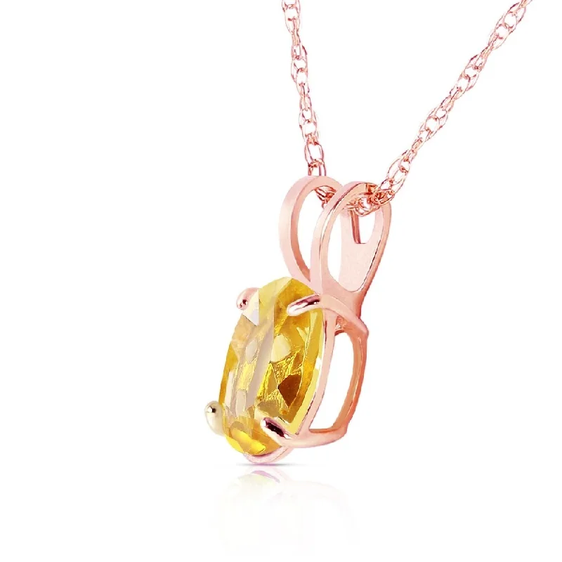 Lapis drop necklaces-0.85 Carat 14K Solid Rose Gold Solitaire Citrine Necklace