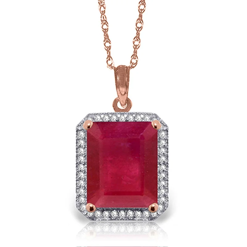 Boho bead necklaces-7.45 Carat 14K Solid Gold Gemstone Necklace Natural Diamond Ruby