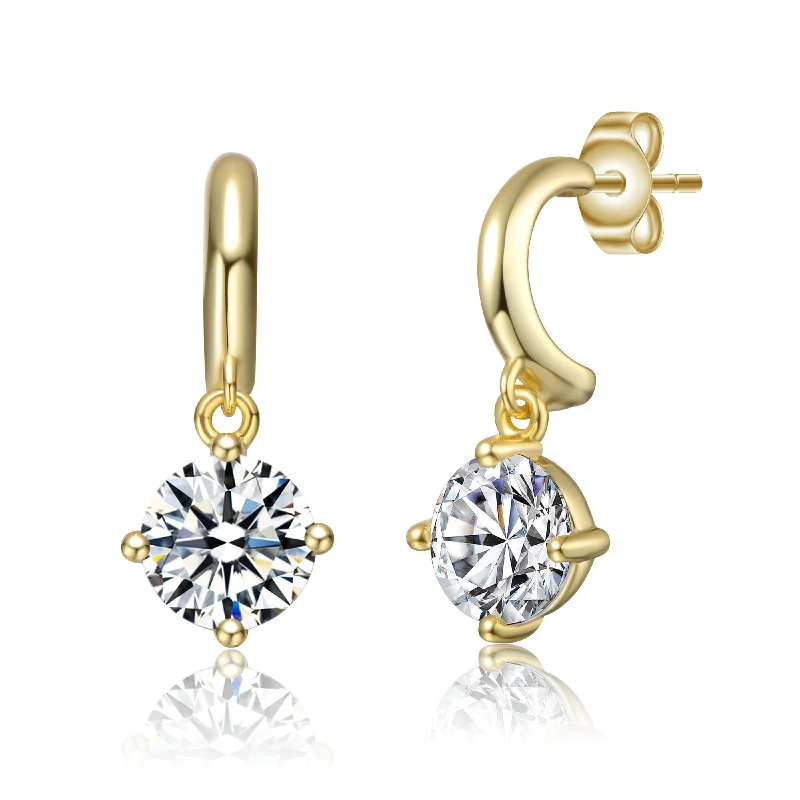 Sleek dangle earrings-Isabelle Moissanite Solitaire C-Hoop Dangle Earrings