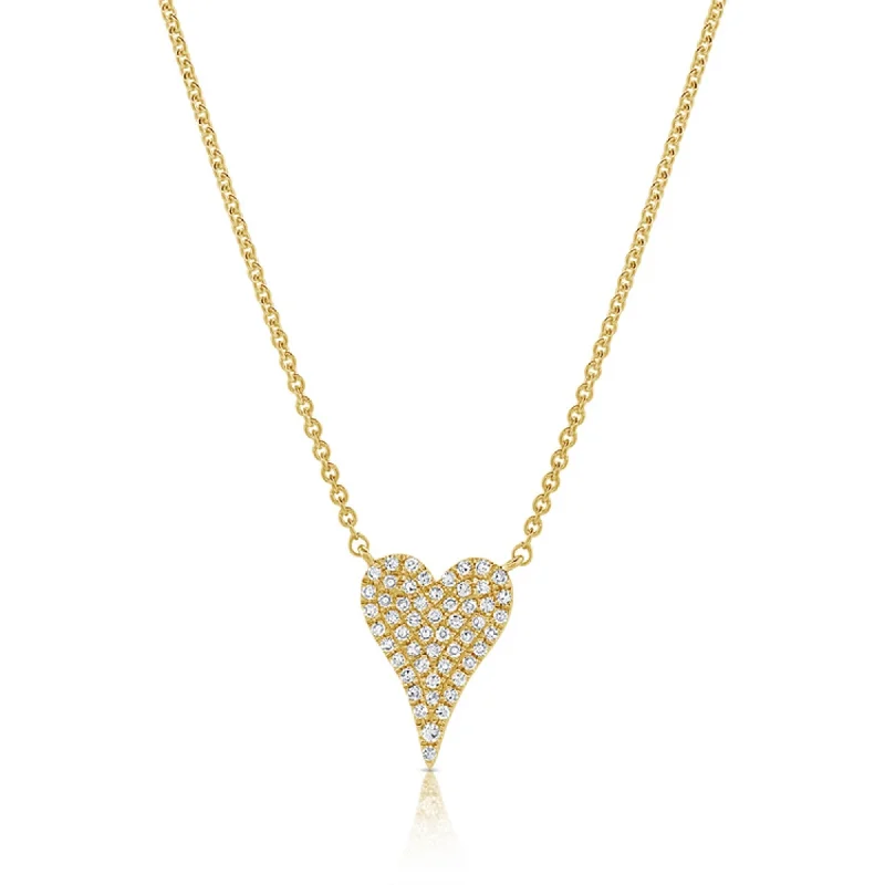 Oval gem necklaces-Joelle Diamond Pave Heart Pendant 1/10 Cttw. 14K Yellow Gold Heart Necklace