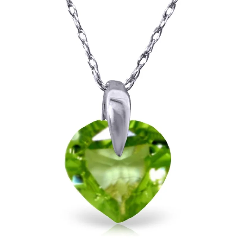 Sleek drop necklaces-1.15 Carat 14K White Gold Modern Enough Peridot Necklace