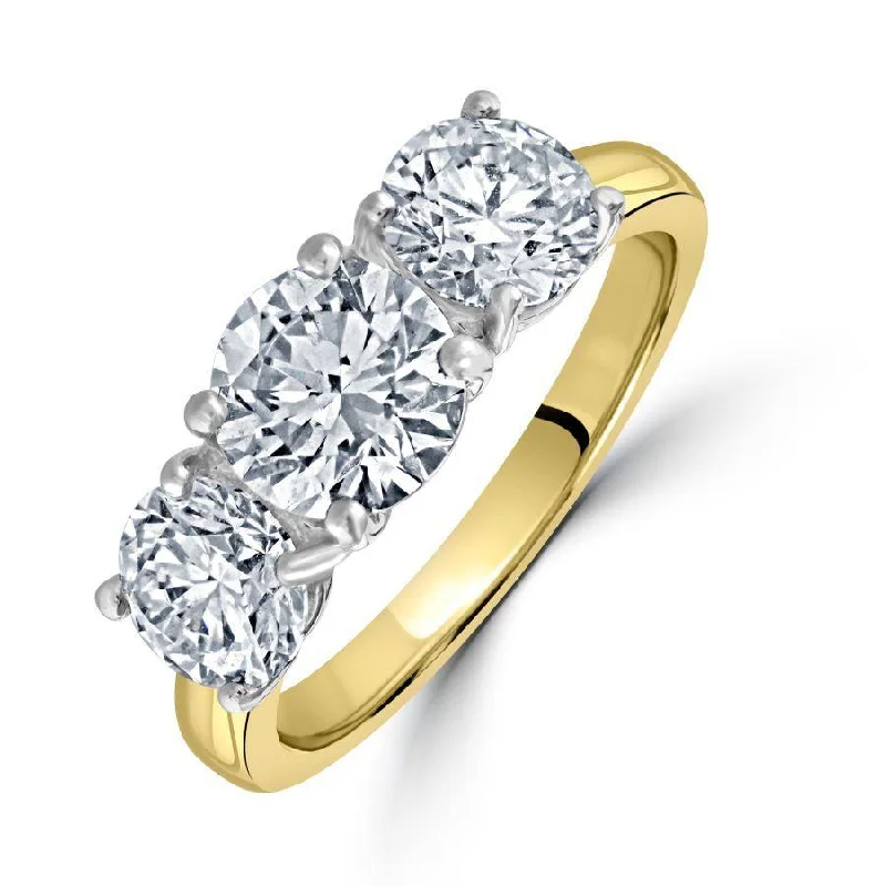 18ct Yellow Gold Round Brilliant Cut Diamond Trilogy Ring