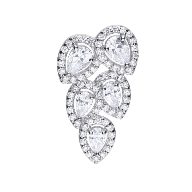 Silver 5-Pear Shaped Cubic Zirconia Cluster Pendant