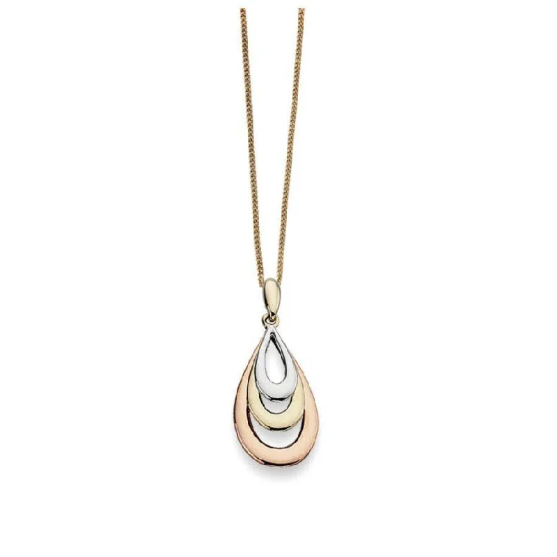 9ct Yellow, White & Rose Gold Triple Loop Pendant