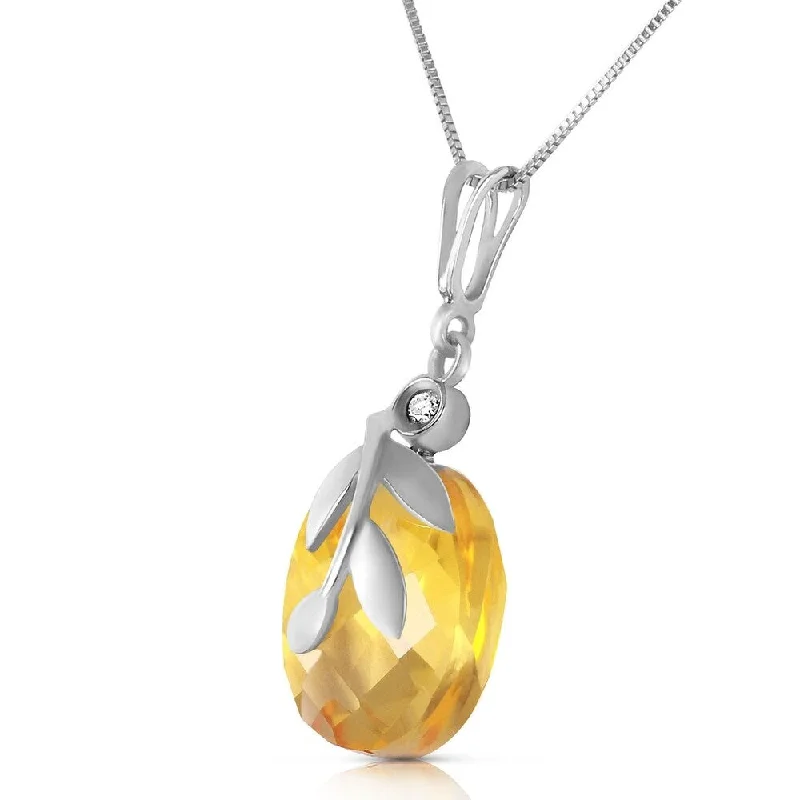 Crystal-twisted necklaces-5.32 Carat 14K Solid White Gold Necklace Checkerboard Cut Citrine Diamond