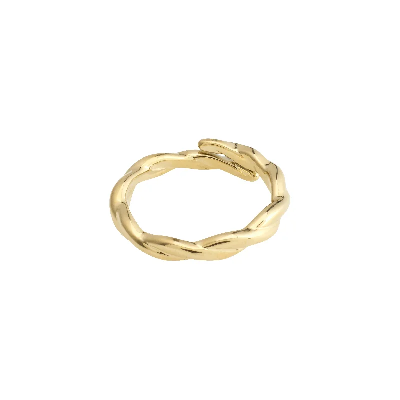 Textured letter rings-Textured letter rings-LULU twirl stack ring gold-plated