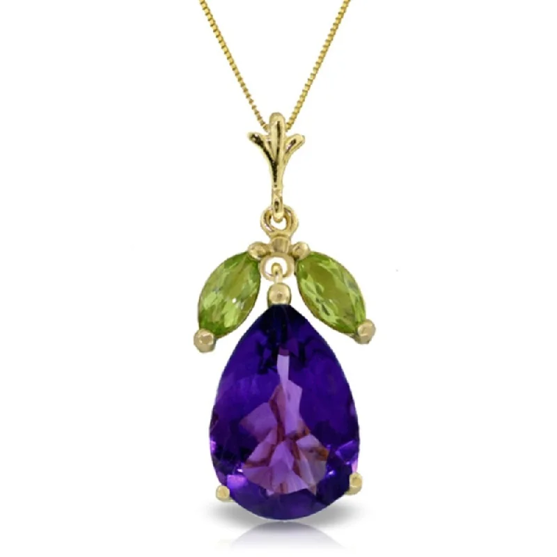 Stretch cord necklaces-6.5 Carat 14K Gold Ballerina Amethyst Peridot Necklace