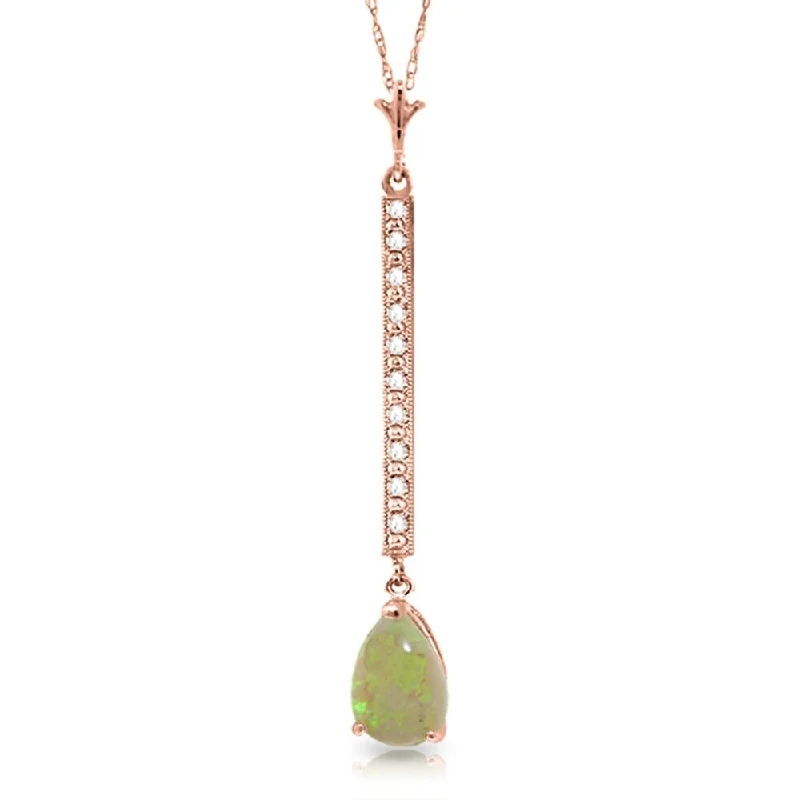 Joy charm necklaces-14K Rose Gold Necklace w/ Diamonds & Opal