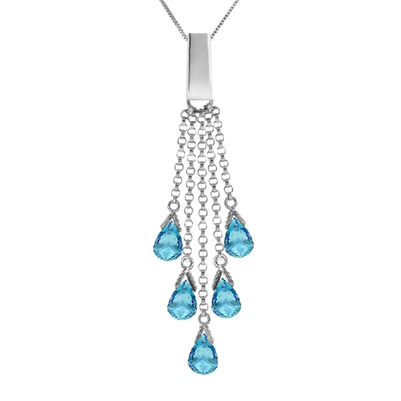 Regal diamond necklaces-5.8 Carat 14K White Gold Topaz in The Rough Blue Topaz Necklace