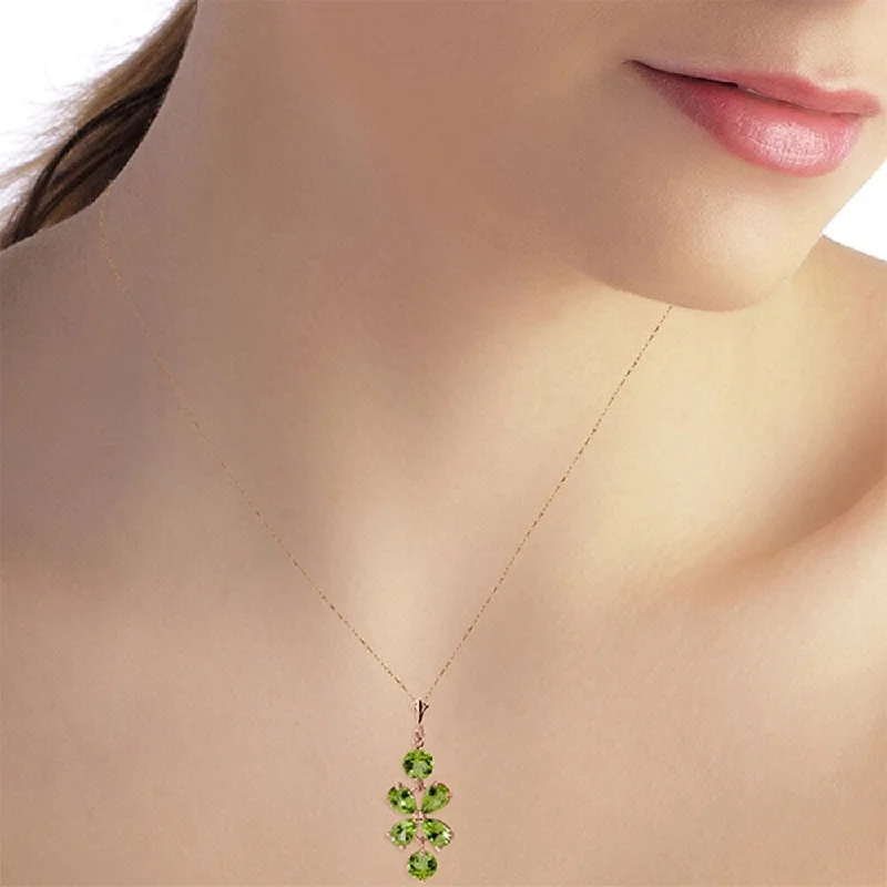 Silk cord necklaces-3.15 Carat 14K Solid Rose Gold Petals Peridot Necklace